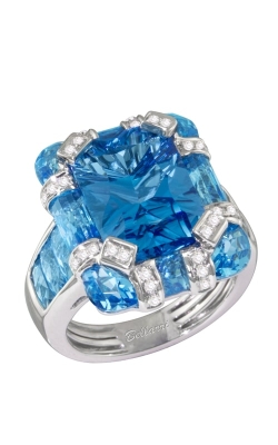 Bellarri Romantic Reflections 18K White Gold Diamond & Blue Topaz Ring