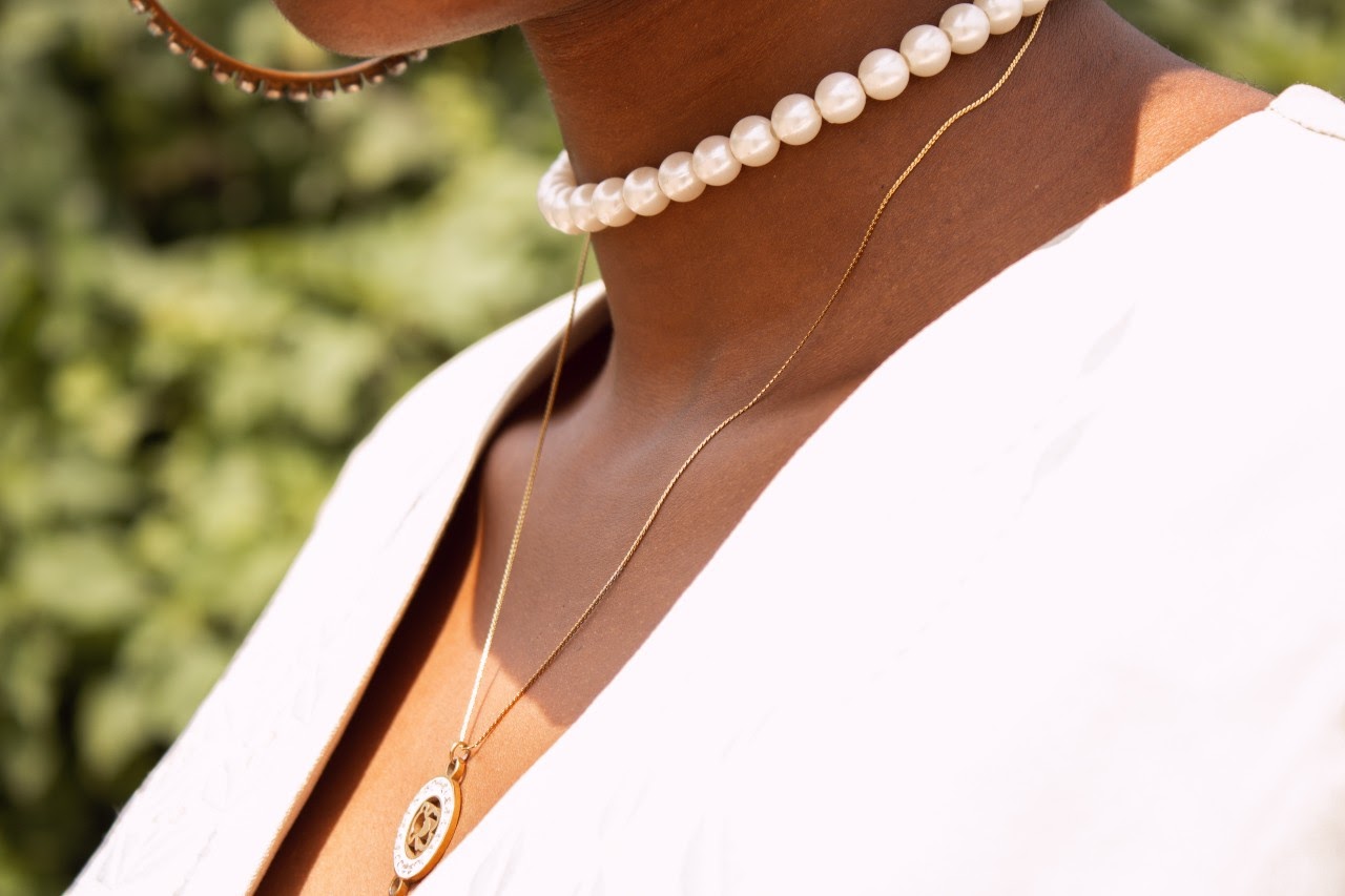 pearl necklace and medallion