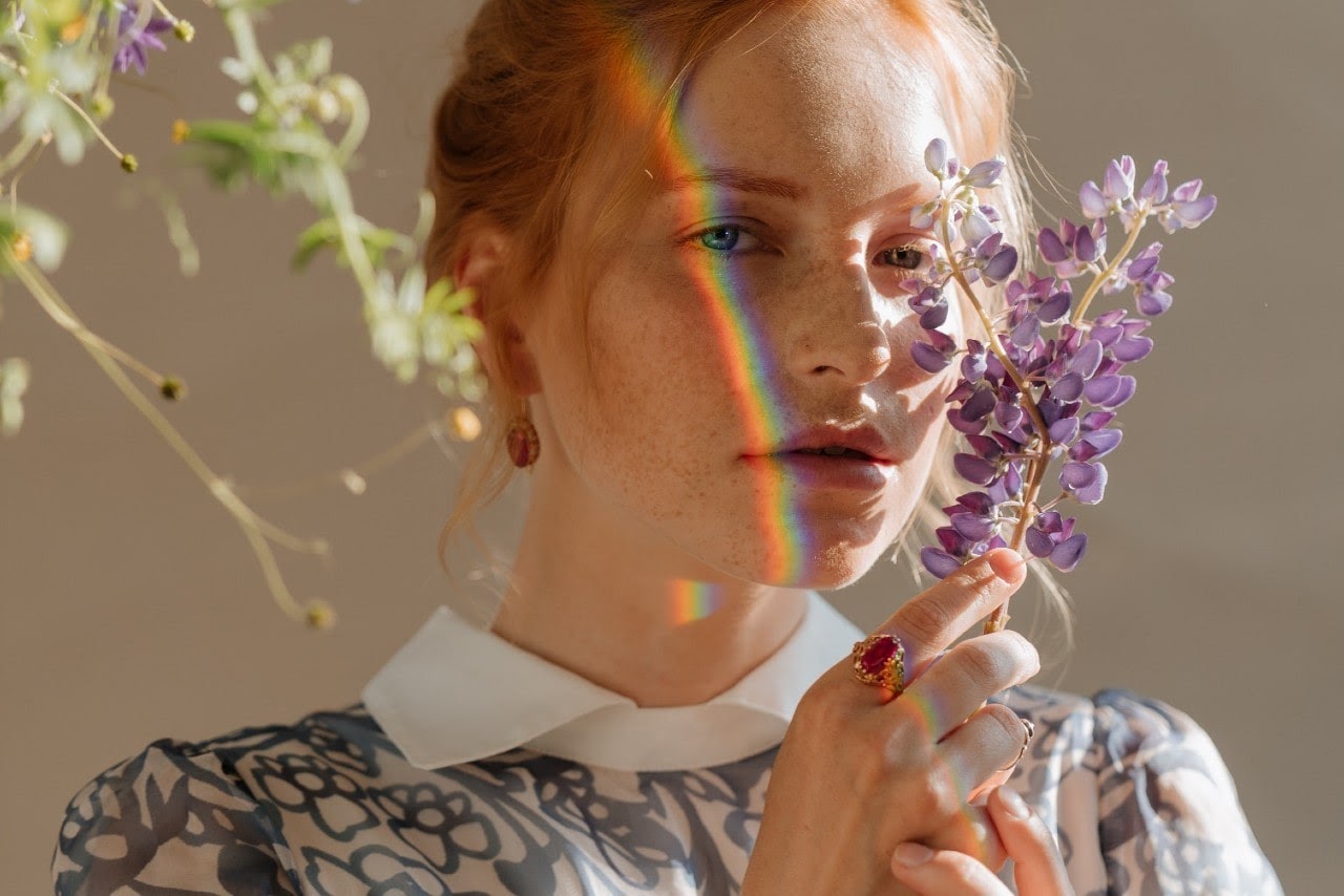 woman holding flower