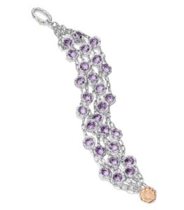 Sterling silver bracelet exhibiting a rush of vibrant purple amethyst