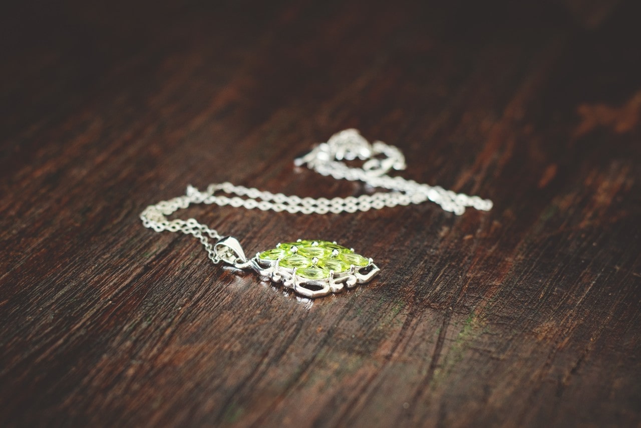 Peridot pendant on a sterling silver chain