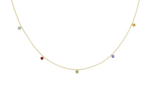 Gemstone station necklace with yellow gold chain by TACORI
