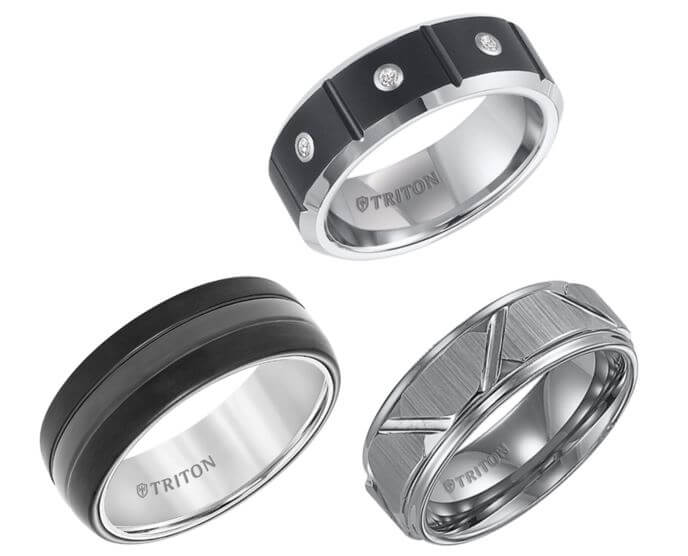 Three of Triton's Men's Wedding Bands