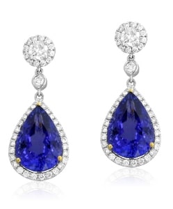 a pair of diamond and tanzanite drop earrings from Yael Designs.