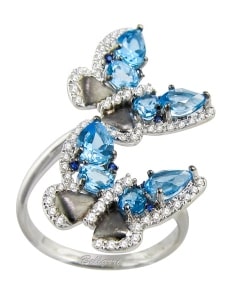 A blue topaz and diamond butterfly ring from Bellarri.
