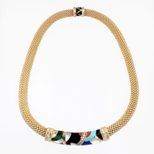 Asch Grossbardt 14K Yellow Gold Mesh Multicolor Necklace
