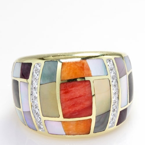 Asch Grossbardt 14K Diamond & Multi-Color Ring, Style RB1461SP