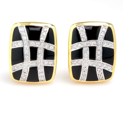 14K Yellow Gold Diamond & Onyx Earrings DGASH00315