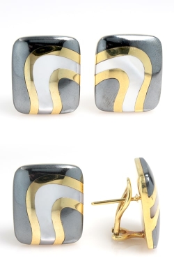 Asch Grossbardt 14K Yellow Gold Mother of Pearl & Hematite Earrings, Item# OGASH00513
