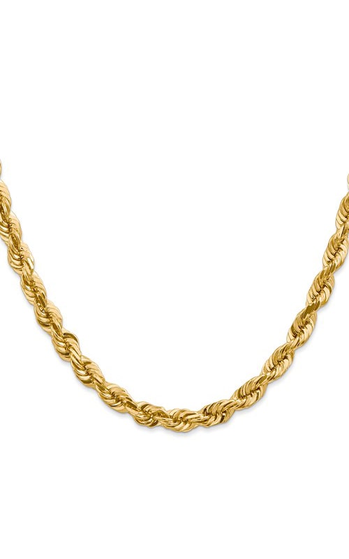 14k Yellow Gold Solid Diamond Cut Rope Chain