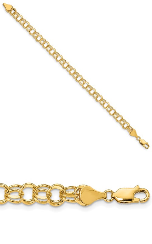 14K Yellow Gold Double Link Charm Bracelet