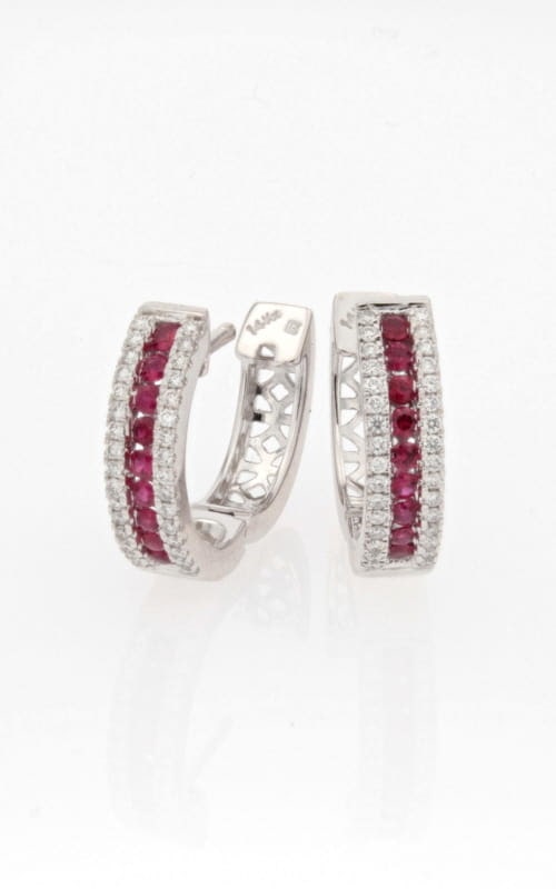18ct White Gold Oval Ruby & Diamond Earrings - Macintyres of Edinburgh