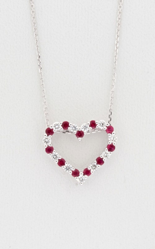 14K White Gold Diamond & Ruby Heart Pendant 14K White Gold Diamond & Ruby Heart Pendant