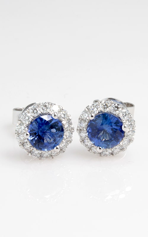 18K Two-Tone Diamond & Sapphire Stud Earrings DERP03837 18K Two-Tone Diamond & Sapphire Stud Earrings DERP03837