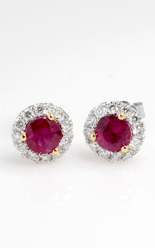 18K White Gold Diamond & Ruby Stud Earrings DERP05372 18K White Gold Diamond & Ruby Stud Earrings DERP05372