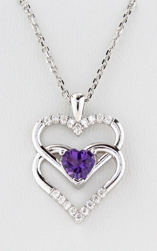 Amethyst heart necklace white gold cheap