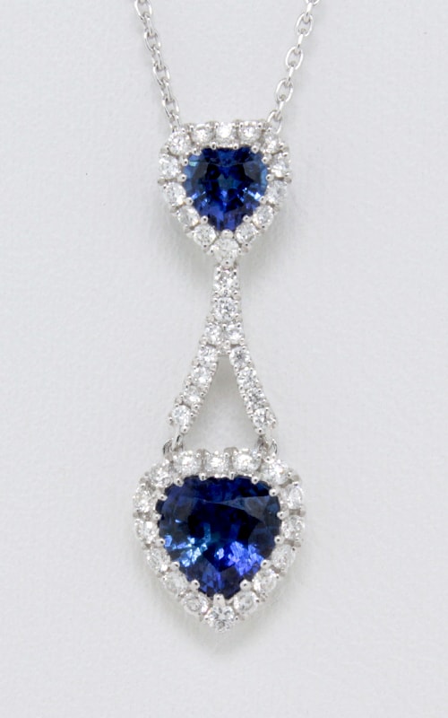 14K White Gold Diamond & Sapphire Heart Pendant #DPP05014 14K White Gold Diamond & Sapphire Heart Pendant #DPP05014