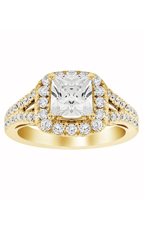 14K Split Shank Cushion Halo Engagement Ring BARON01624-Y 14K Split Shank Cushion Halo Engagement Ring BARON01624-Y