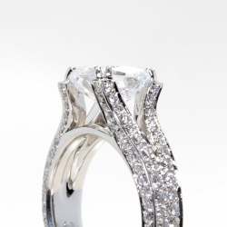 Platinum Sidestone Diamond Engagement Ring #DGREN02954 thumbnail 3