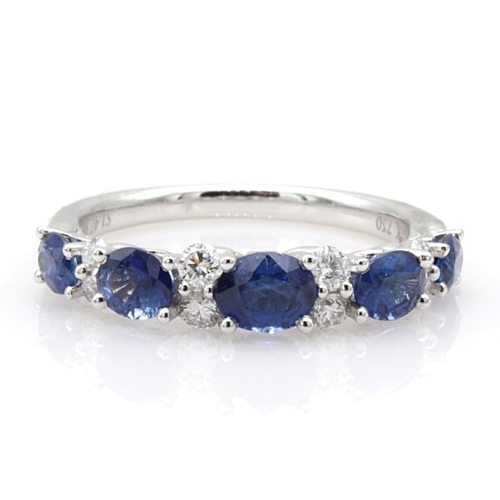 18K White Gold Diamond & Oval Sapphire Ring, Item# DCB737726