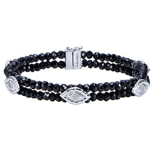 Gabriel & Co. Silver & Black Spinel Vintage Bead Bracelet, Style TB2937SV5BS