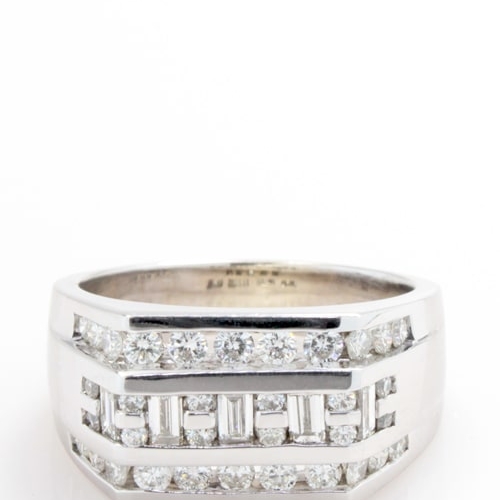 14K White Gold Men's Diamond Ring, DRG4W00331