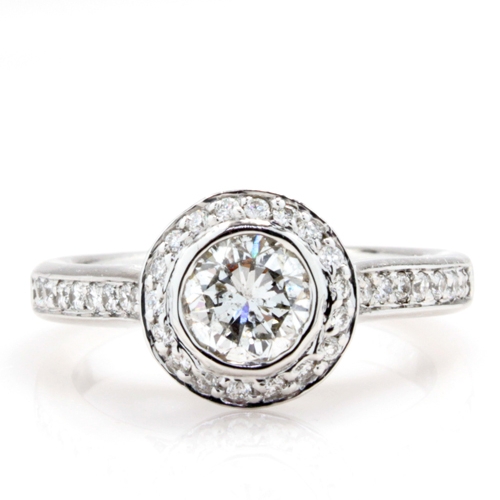 14K White Gold Diamond Halo Engagement Ring DRL4W01615