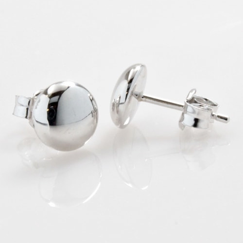 14K White Gold 7mm Button Stud Earrings JERWG00380