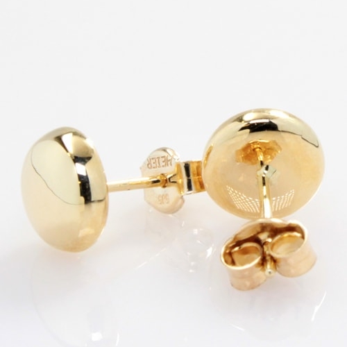 14K Yellow Gold 8mm Button Stud Earrings
