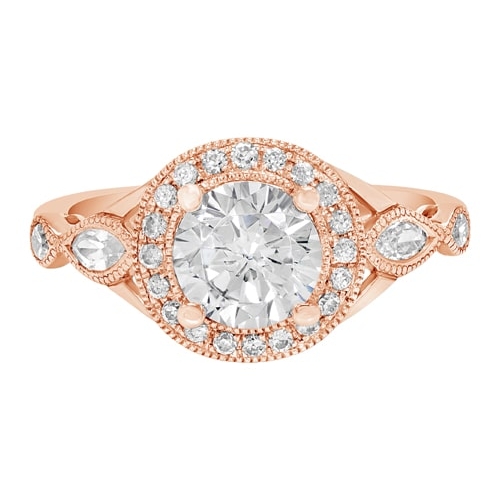 14K Vintage Style Diamond Engagement Ring with Halo BARON00028