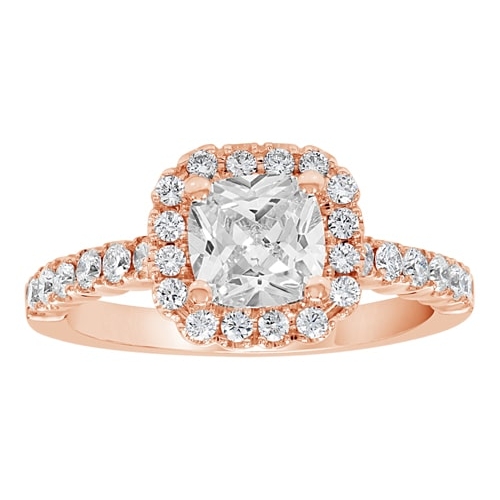 14K Cushion Halo Diamond Engagement Ring BARON00082