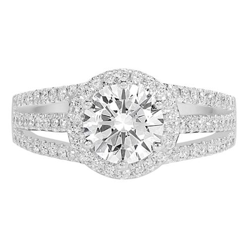 14K Split Shank Round Halo Diamond Engagement Ring BARON00141