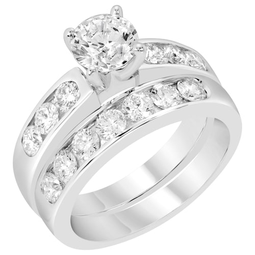 14K Channel Set Diamond Wedding Band BARON00232