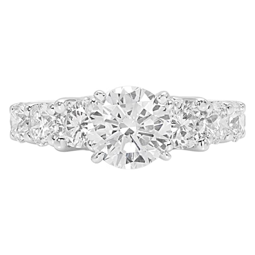 14K Three Stone Modern Engagement Ring BARON00281