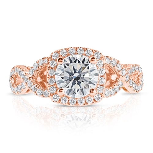 14K Cushion Halo Diamond Infinity Engagement Ring BARON00323
