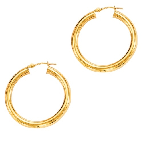 14K Yellow Gold 3x20mm Lite Hoop Earrings LT269