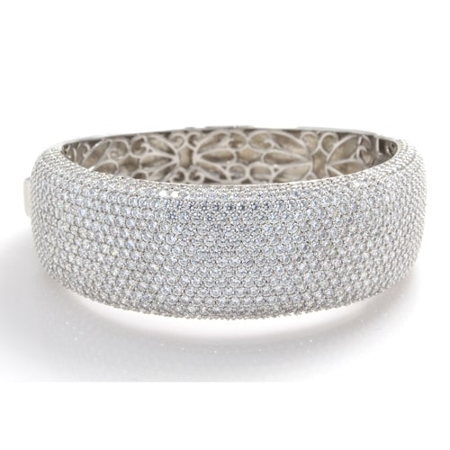Silver 15 Row CZ Bangle Bracelet, SCZGT00037