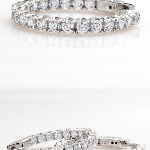 Sterling Silver CZ Hoop Earrings, Small SCZGT00976