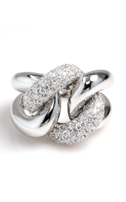 18K White Gold Pave Diamond Knot Ring CLOSE00055