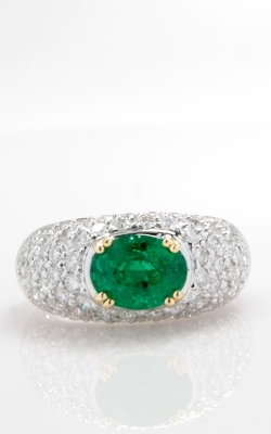 18K Diamond & Emerald Ring, CLOSE00786