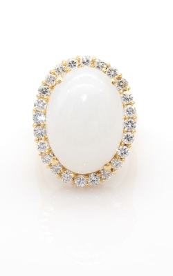 18K Yellow Gold White Jade & Diamond Halo Ring, CLOSE03141