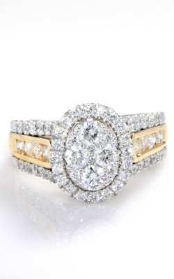 14K Two-Tone Diamond Cluster Engagement Ring. Item# DJELX01036