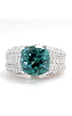 4.83ct Cushion Blue-Green Tourmaline & Diamond Ring DREX01848