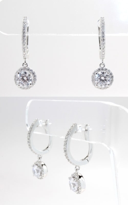 Silver CZ Hoop & Dangle Round Stud Earrings, SCZGT00414