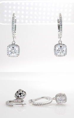 Silver CZ Hoop & Princess Stud Dangle Earrings, SCZGT01018