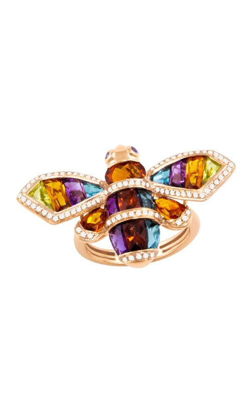 Queen Bee 14K Rose Gold Diamond & Multicolor Gemstone Ring, Style R9342PG14CM