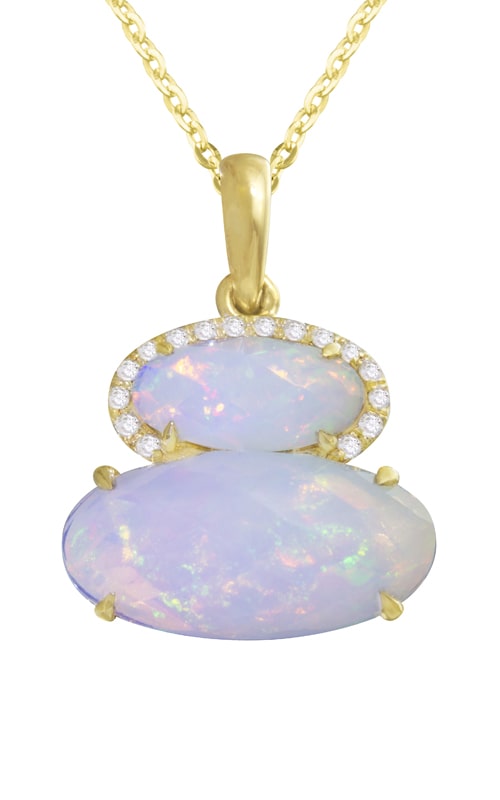 Bellarri Forever Young 14K Yellow Gold Diamond & Opal Necklace, Style P2399YG14EO