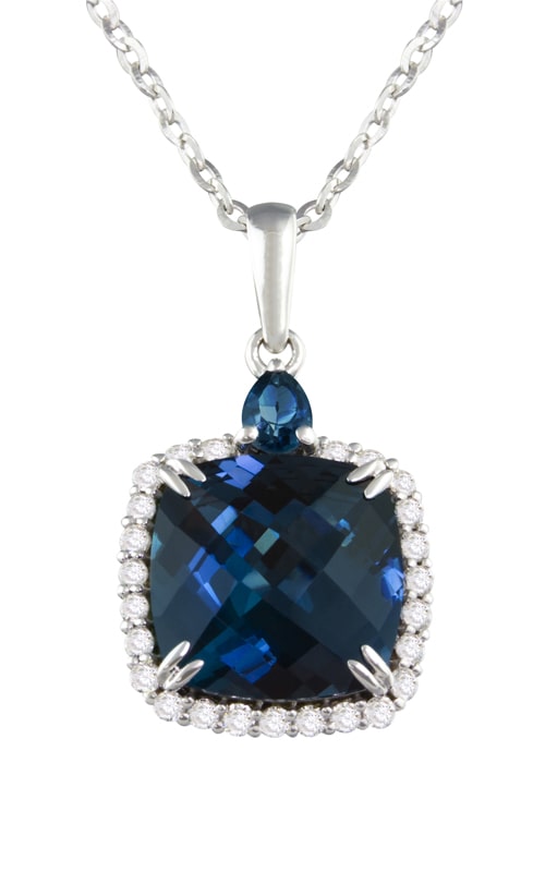 Bellarri Forever Young 14K White Gold Diamond & London Blue Topaz Necklace, Style P2401W14LBT