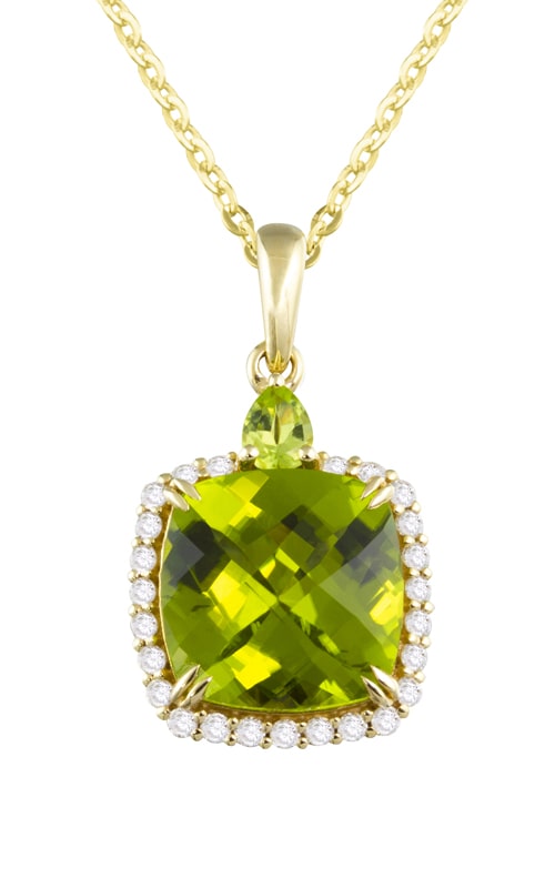 Bellarri Forever Young 14K Yellow Gold Diamond & Green Peridot Necklace, Style P2401YG14PER