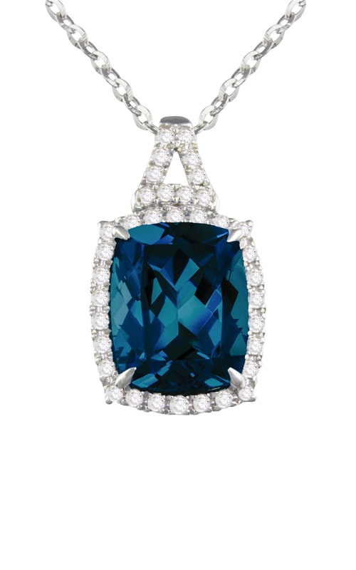 Bellarri Forever Young 14K White Gold Diamond & London Blue Topaz Necklace, Style P2402W14LBT